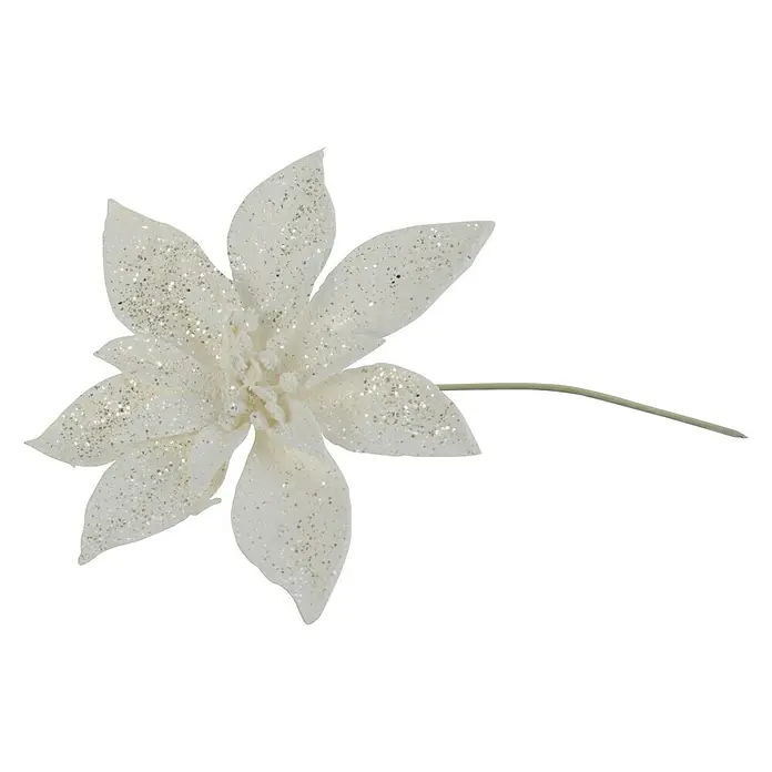 Dekoblüten Glitter - Weiß, Kunststoff, Blume - Vorderansicht