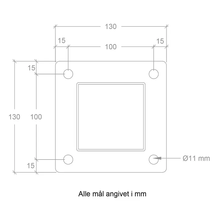 Plus Zaunpfosten - 150 cm x 80 mm x 80 mm, Stahl, Silber - Skizze