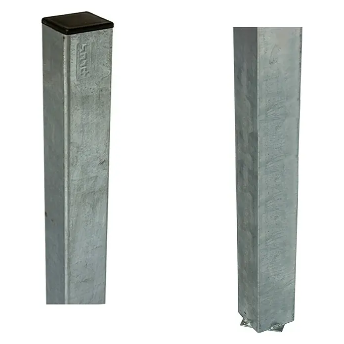 Plus Zaunpfosten - 186 cm x 45 mm x 45 mm, Silber, Stahl - Diagonale Ansicht