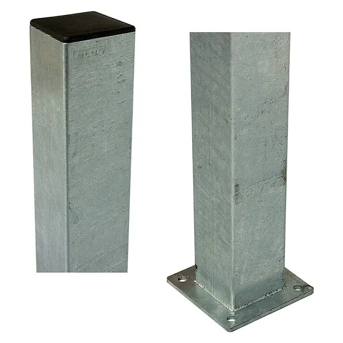 Plus Zaunpfosten - 150 cm x 80 mm x 80 mm, Stahl, Silber - Diagonale Ansicht