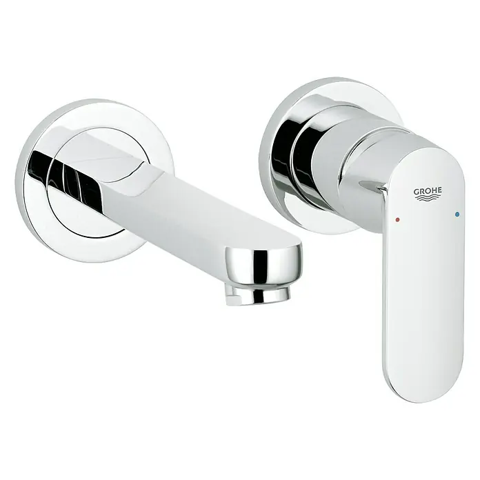 Grohe Eurosmart Cosmopolitan Wand-Waschtischarmatur - 2-Loch, Chrom, Glänzend, Ausladung: 170 mm - Diagonale Ansicht