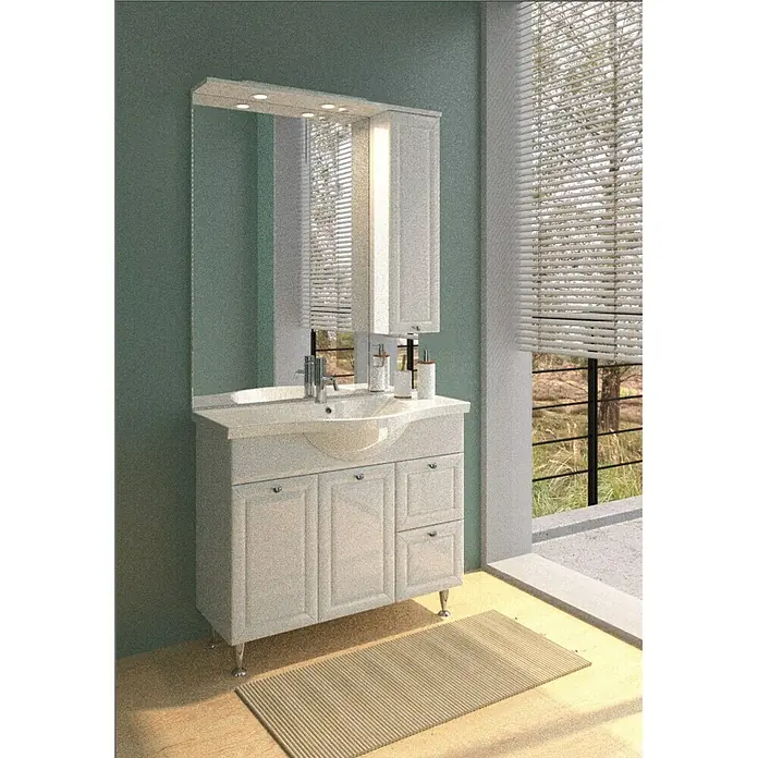 Riva Badmöbel-Set Palace - 100 cm, 3 -tlg., Weiß, Glänzend - Stimmungsaufnahme