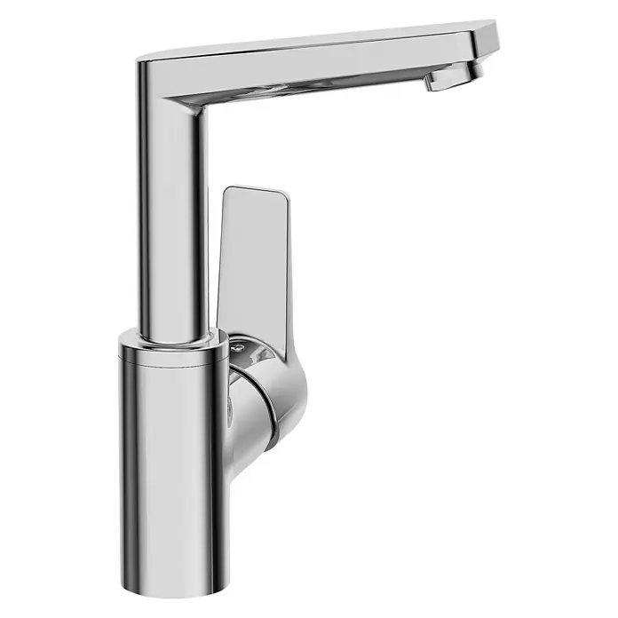 Hansa Twist Waschtischarmatur I - Ohne Zugstange, Chrom - Diagonale Ansicht
