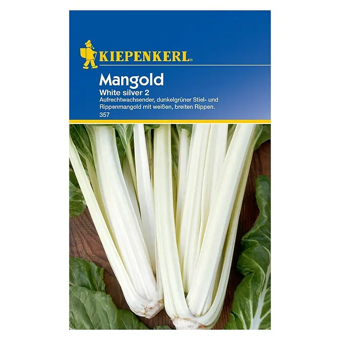 Kiepenkerl Gemüsesamen Mangold White Silver 2 - Beta vulgaris var. vulgaris, Erntezeit: Mai - Vorderansicht