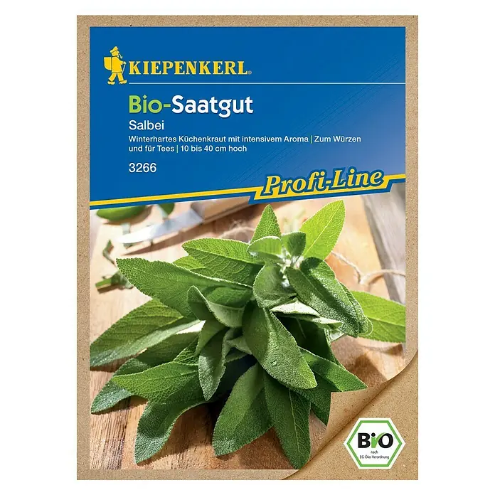 Kiepenkerl Profi-Line Kräutersamen Bio Salbei - Salvia officinalis, Saatzeit: März, Erntezeit: Ganzjährig - Vorderansicht