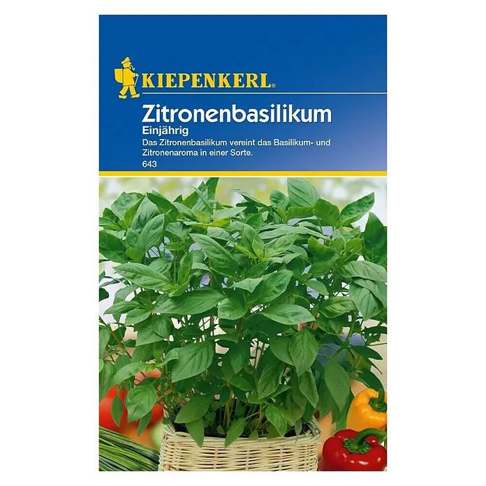 Kiepenkerl Kräutersamen Zitronenbasilikum - Ocimum basilicum, Erntezeit: Juni - Vorderansicht