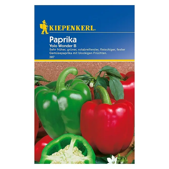 Kiepenkerl Gemüsesamen Paprika - Capsicum annuum, Erntezeit: August, Yolo Wonder - Vorderansicht