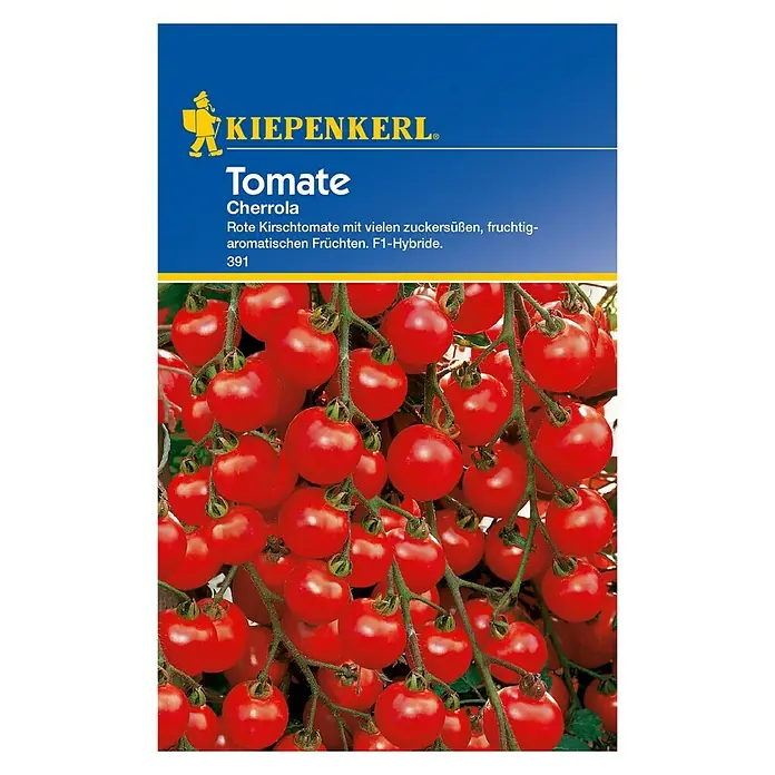 Kiepenkerl Gemüsesamen Tomate - Cherrloa F1, Solanum lycopersicum, Erntezeit: Juli - Vorderansicht