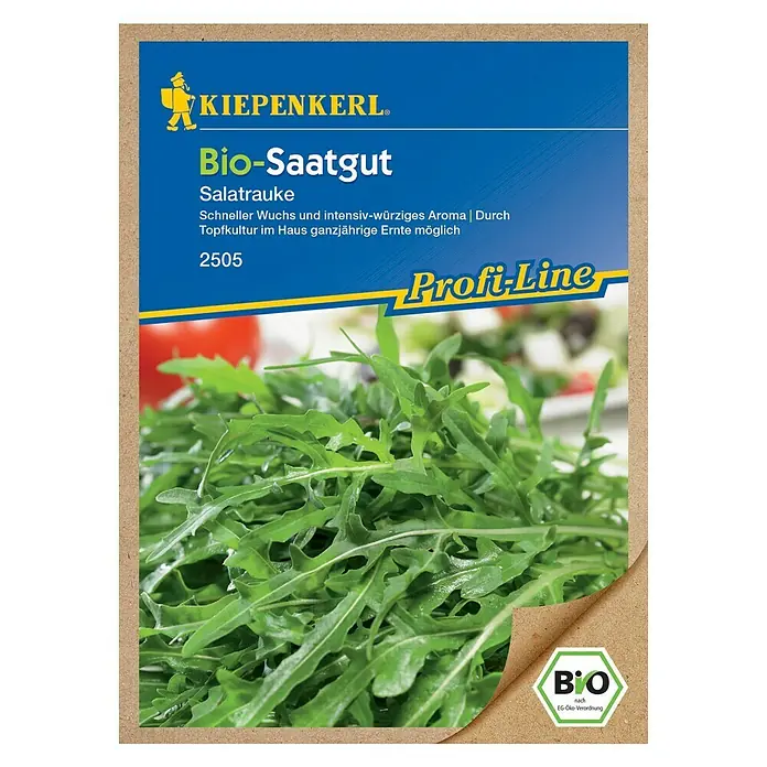 Kiepenkerl Profi-Line Salatsamen Bio Salatrauke - Eruca sativa, Erntezeit: Ganzjährig - Vorderansicht