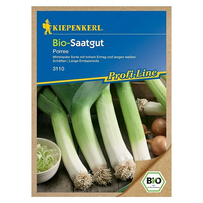 Kiepenkerl Profi-Line Gemüsesamen Porree - Bio Porree, Allium porrum, Erntezeit: November - Vorderansicht