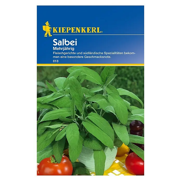Kiepenkerl Kräutersamen Salbei - Salvia officinalis, Saatzeit: März, Erntezeit: Juni - Vorderansicht