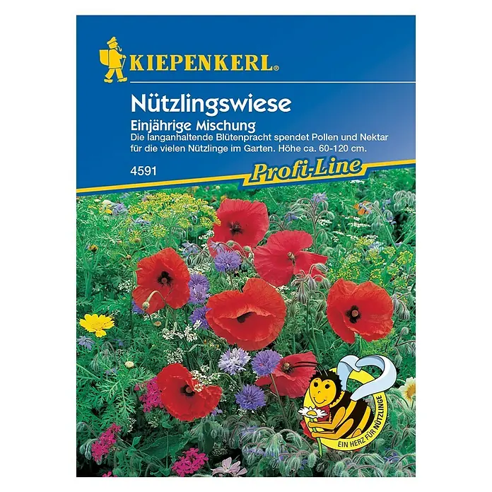 Kiepenkerl Blumensamenmischung Nützlingswiese - Verschiedene Sorten, Blütezeit: Juli, 3 m² - 4 m² - Vorderansicht