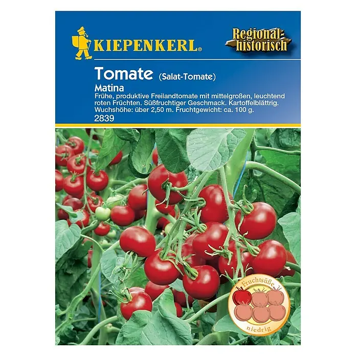 Kiepenkerl Gemüsesamen Tomate - Matina, Solanum lycopersicum, Erntezeit: Juli - Vorderansicht