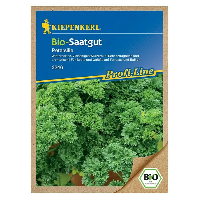 Kiepenkerl Profi-Line Kräutersamen Petersilie - Bio Kraus, Petroselinum crispum var. crispum, Saatzeit: April, Erntezeit: Ganzjährig - Vorderansicht