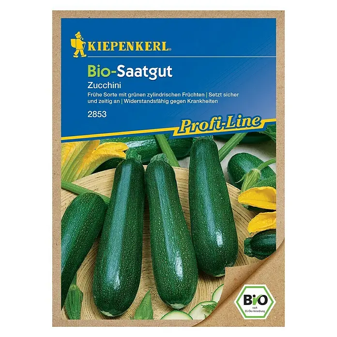 Kiepenkerl Profi-Line Gemüsesamen Zucchini - Bio, Cucurbita pepo, Erntezeit: Mai - Vorderansicht
