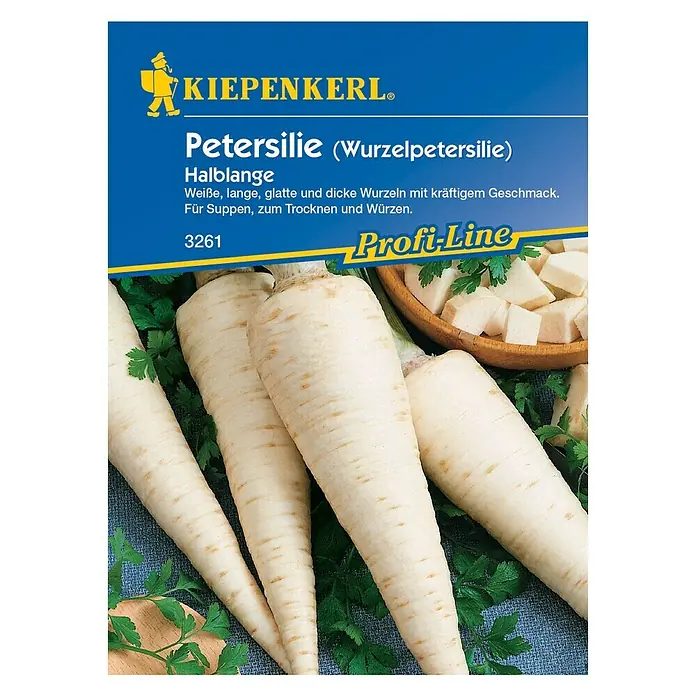 Kiepenkerl Profi-Line Gemüsesamen Wurzelpetersilie - Petroselinum crispum var. tuberosum, Erntezeit: September - Vorderansicht