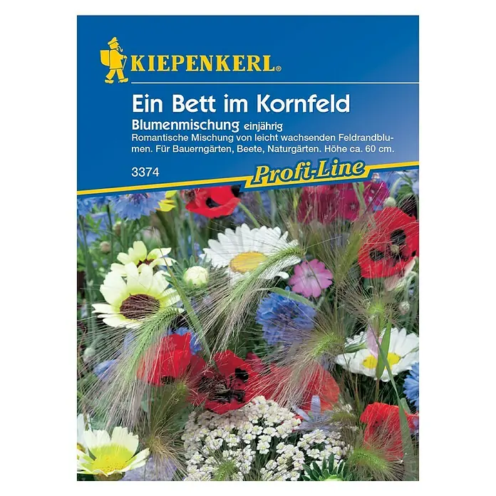 Blumensamenmischung Ein Bett im Kornfeld - Verschiedene Sorten, Mehrfarbig, 2 m² - Vorderansicht