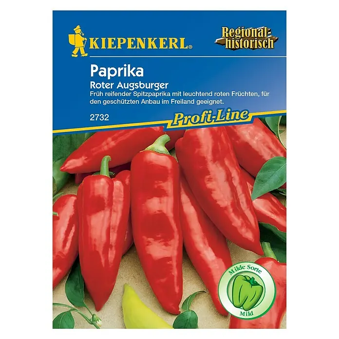 Kiepenkerl Profi-Line Gemüsesamen Spitzpaprika - Roter Augsburger, Capsicum annuum, Erntezeit: Juli - Vorderansicht