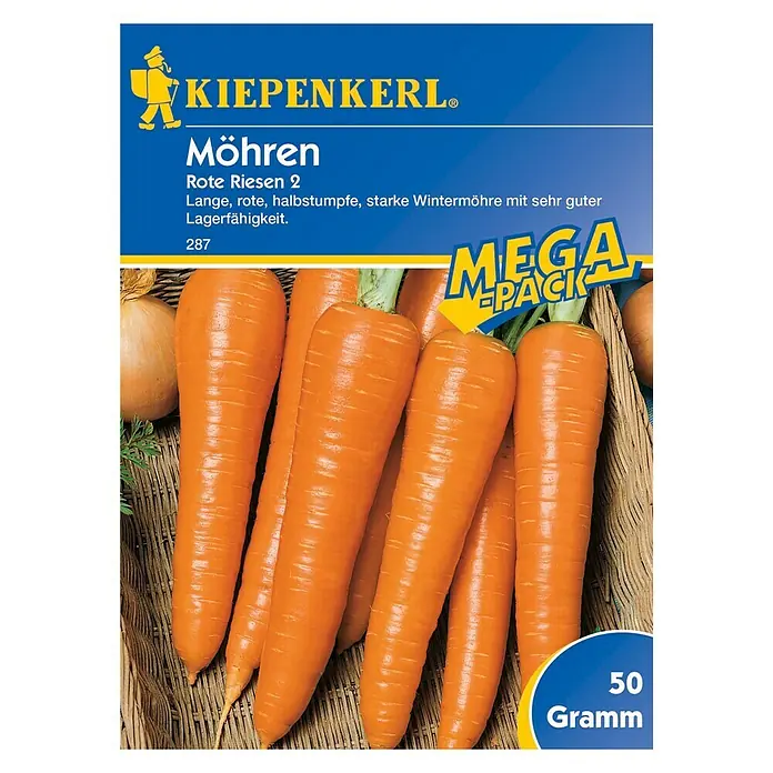 Kiepenkerl Gemüsesamen Möhre Rote Riesen 2 - Daucus carota ssp. sativus, Erntezeit: September - Vorderansicht