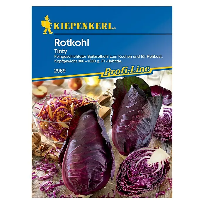 Kiepenkerl Profi-Line Gemüsesamen Rotkohl Tinty - Brassica oleracea var. capitata f. rubra, Erntezeit: Juni - Vorderansicht