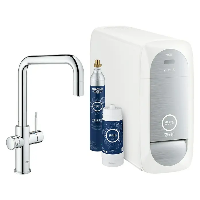 Grohe Standventil Blue Home - U-Auslauf, CO2-Messung, Chrom - Diagonale Ansicht