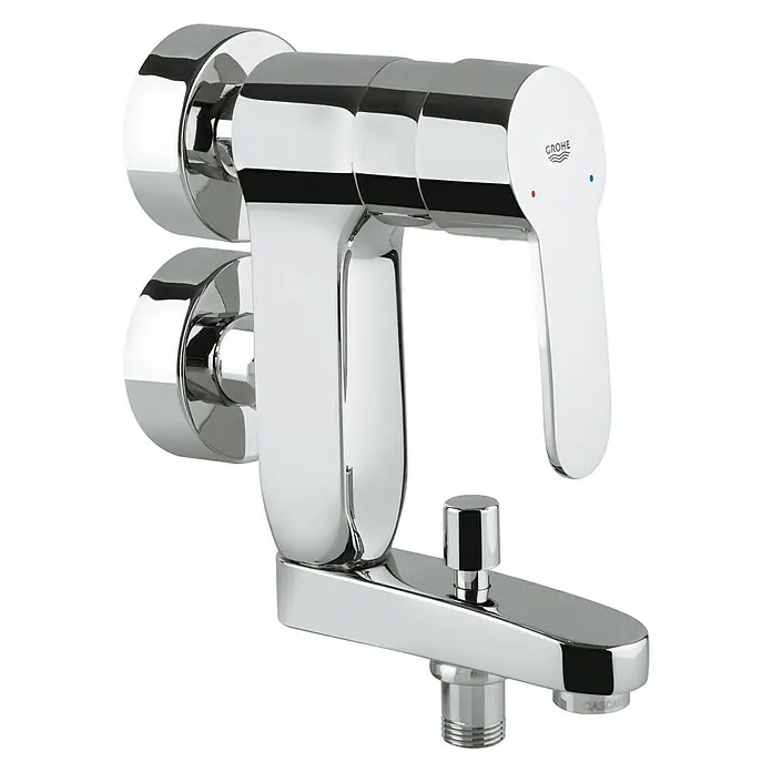 Grohe Badewannenarmatur Eurostyle C Vertica - Chrom, Glänzend, Ausladung: 161 mm - Diagonale Ansicht