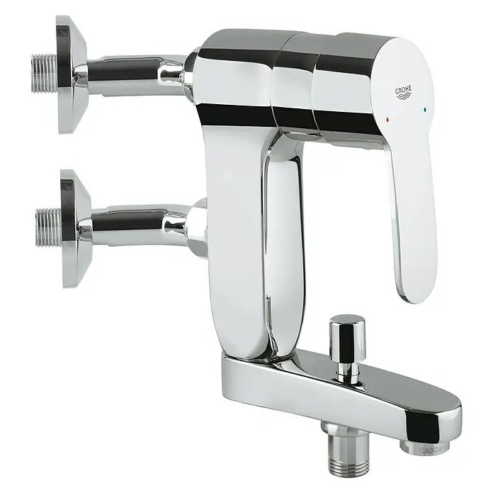 Grohe Badewannenarmatur Eurostyle C Vertica - Chrom, Glänzend, Ausladung: 120 mm - Diagonale Ansicht