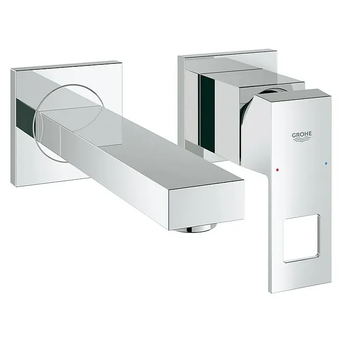 Grohe Eurocube Wand-Waschtischarmatur - 2-Loch, Chrom, Glänzend, Ausladung: 171 mm - Diagonale Ansicht