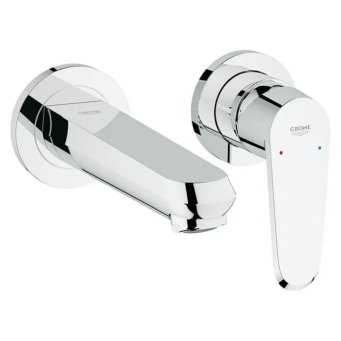 Grohe Eurodisc Cosmopolitan Wand-Waschtischarmatur - 2-Loch, Chrom, Glänzend, Ausladung: 170 mm - Diagonale Ansicht