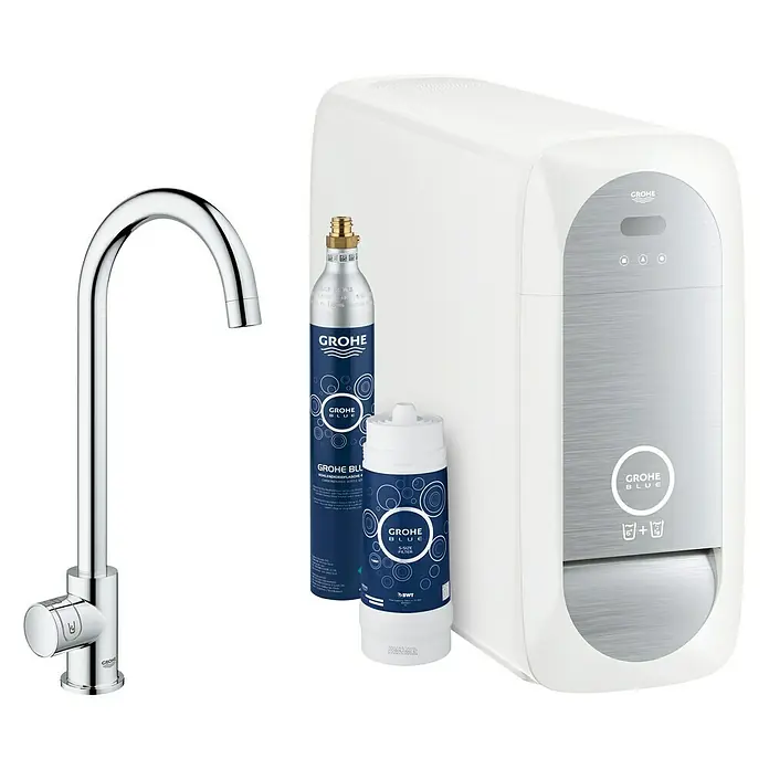 Grohe Standventil Grohe Blue Home Mono - C-Auslauf, CO2-Messung, Chrom - Diagonale Ansicht