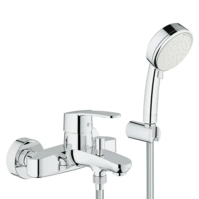 Grohe Eurostyle Cosmopolitan Badewannenarmatur - Mit Handbrause, Chrom, Glänzend - Diagonale Ansicht