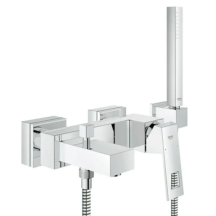 Grohe Eurocube Badewannenarmatur - Mit Handbrause, Chrom, Glänzend - Diagonale Ansicht