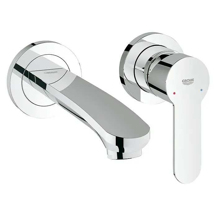 Grohe Eurostyle Cosmopolitan Wand-Waschtischarmatur - 2-Loch, Chrom, Glänzend - Diagonale Ansicht