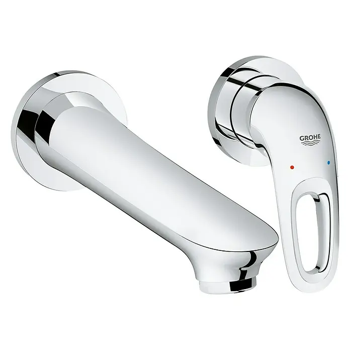 Grohe Eurostyle Wand-Waschtischarmatur - 2-Loch, Weiß, Glänzend - Diagonale Ansicht