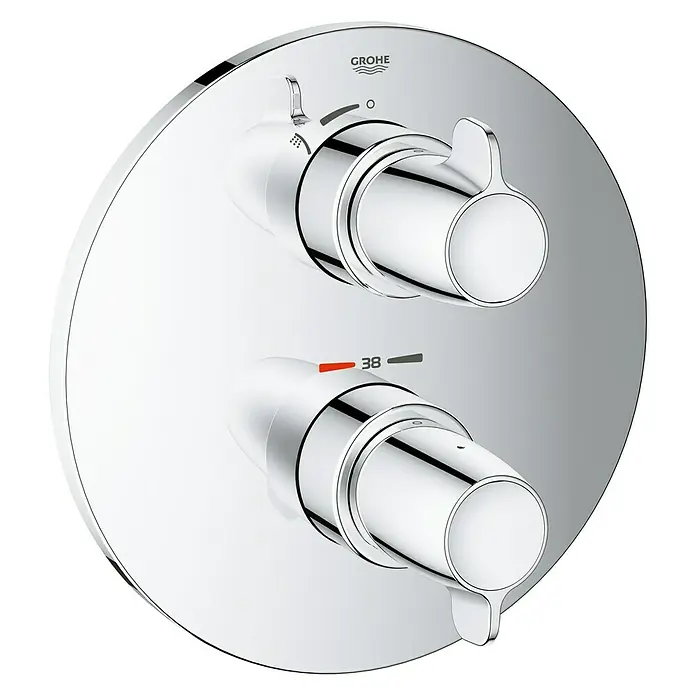 Grohe Grohtherm Special UP-Brausethermostat - Mit 2 Absperrventilen, Rund, Chrom, Glänzend - Diagonale Ansicht