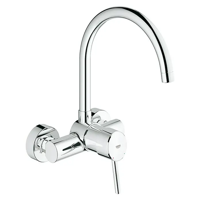 Grohe Concetto Wand-Spültischarmatur - Chrom, Glänzend, Hoher Auslauf - Diagonale Ansicht