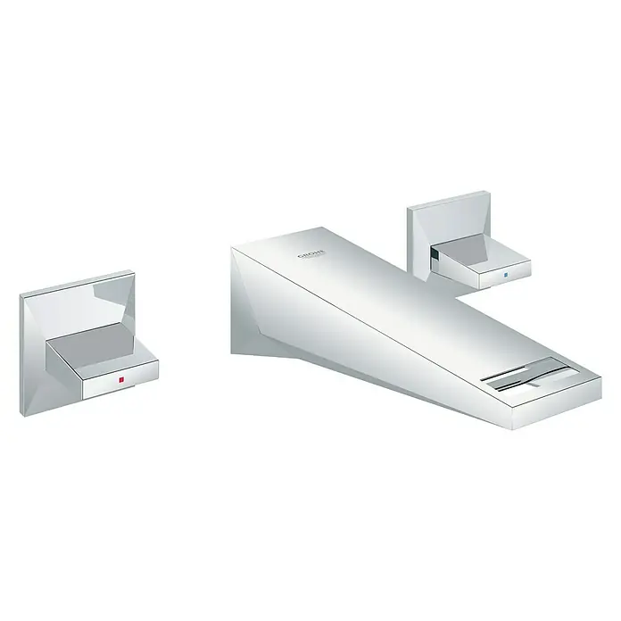 Grohe Allure Brilliant Wand-Waschtischarmatur - 3-Loch, Chrom, Glänzend, Ausladung: 210 mm - Diagonale Ansicht