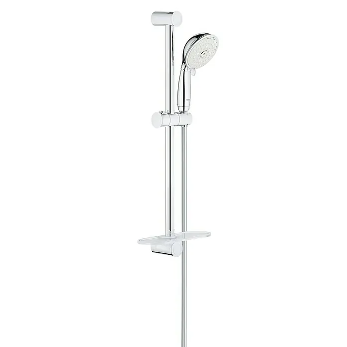 Grohe Tempesta Rustic Brausegarnitur 100 EcoJoy - Lochabstand: 62 cm, Art Strahl: Massagestrahl, Jetstrahl, Rain, Rain O², Chrom - Diagonale Ansicht