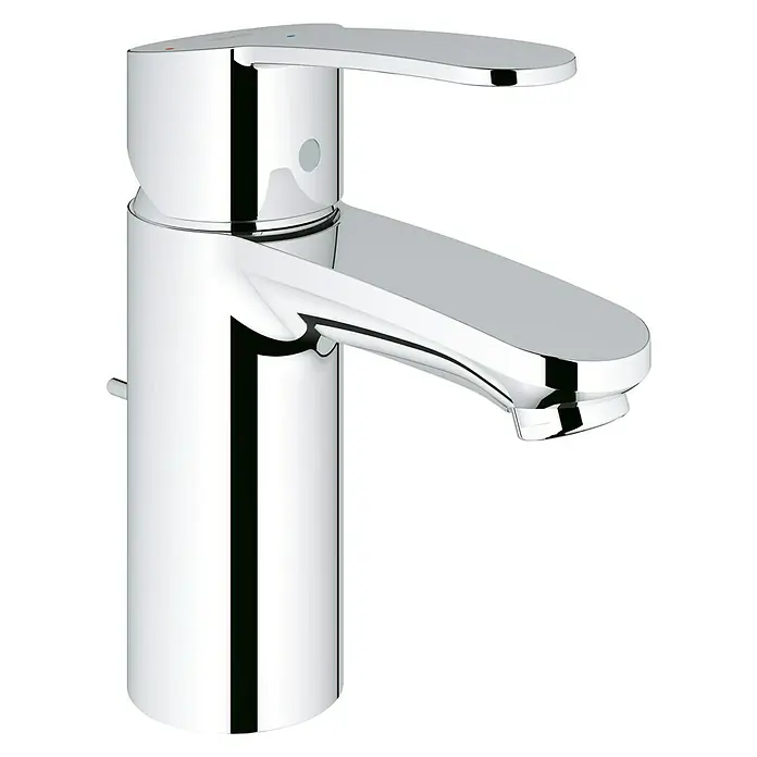 Grohe Eurostyle Cosmopolitan Waschtischarmatur S-Size - Chrom, Mit Zugstange, Mit Energiespar-Funktion - Diagonale Ansicht
