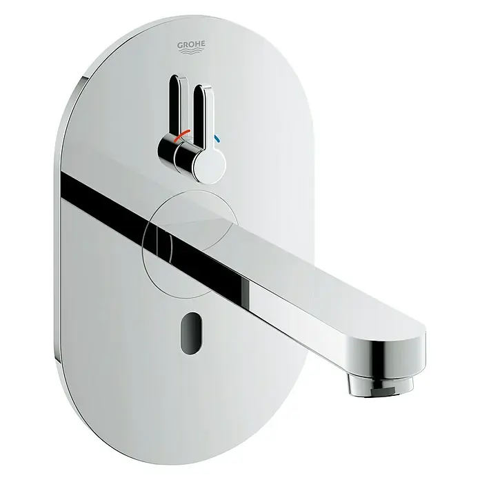 Grohe Eurosmart Cosmopolitan Wand-Waschtischarmatur - Chrom, Glänzend, Ausladung: 172 mm - Diagonale Ansicht