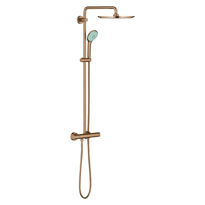 Grohe Euphoria Duschsystem 310 - Mit Thermostatarmatur, Lochabstand: 101,6 cm, Anzahl Strahlarten: 1 Stk., Warm Sunset, Oberflächenbehandlung: Gebürstet - Diagonale Ansicht