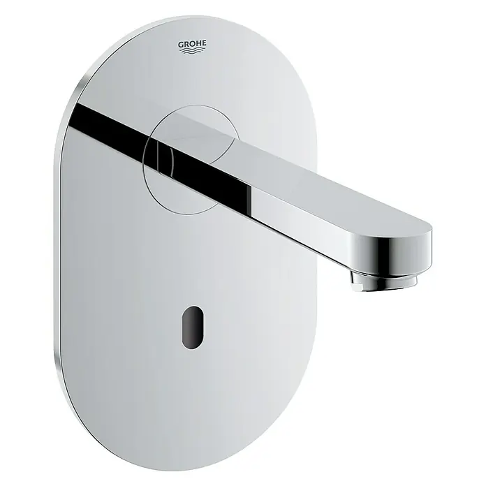 Grohe Euroeco Wand-Waschtischarmatur - Chrom, Glänzend, Ausladung: 172 mm, Ausstattung: Infrarot-Elektronik - Diagonale Ansicht