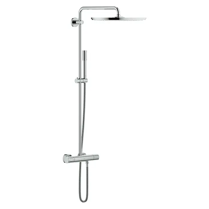 Grohe Duschsystem Rainshower 400 - Mit Thermostatarmatur, Lochabstand: 101,3 cm, Anzahl Strahlarten: 1 Stk., Chrom - Diagonale Ansicht