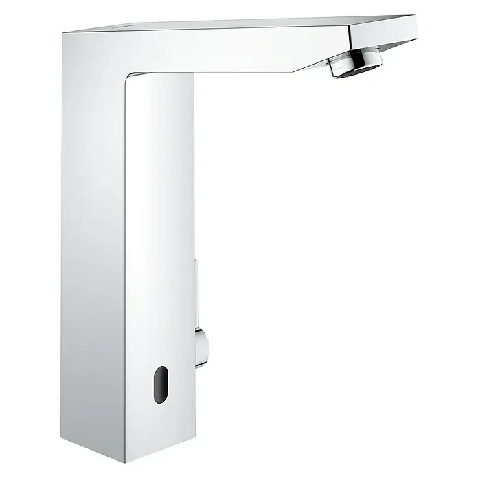 Grohe Eurocube Waschtischarmatur mit Temperaturregulierung, netzbetrieben - Infrarot-Elektronik, Chrom - Diagonale Ansicht