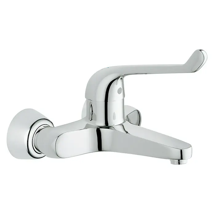 Grohe Euroeco Special Wand-Waschtischarmatur - Chrom, Ausladung Armatur: 204 mm, Mit Objekt-Sicherheitshebel - Diagonale Ansicht