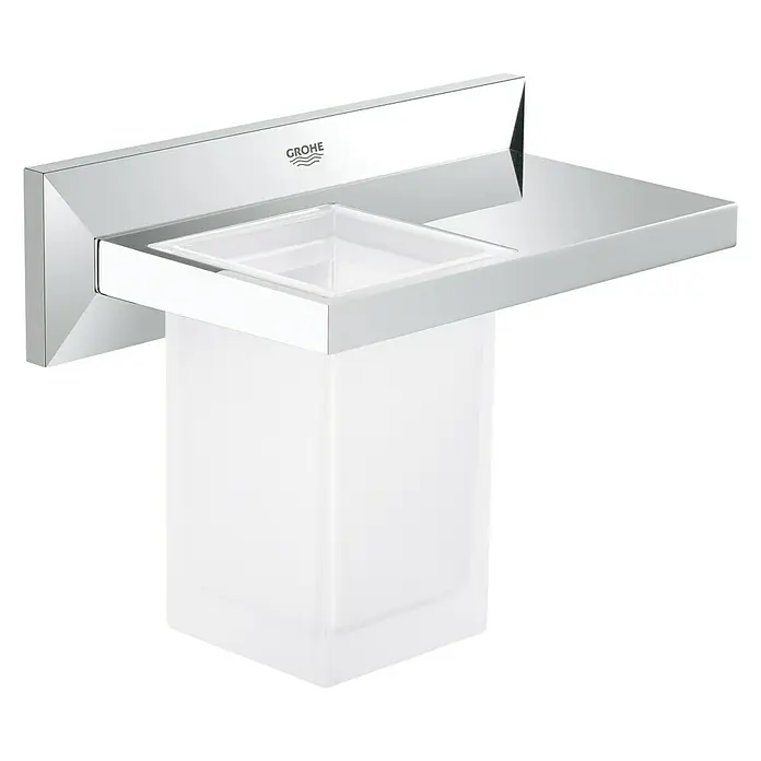 Grohe Allure Brilliant Zahnputzbecher - Mit Ablage, Chrom, Glänzend - Diagonale Ansicht