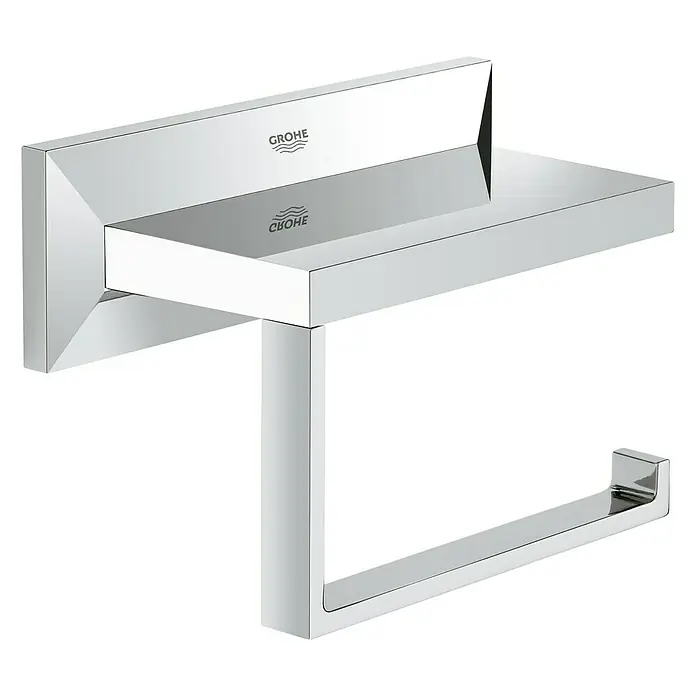 Grohe Allure Brilliant Toilettenpapierhalter - Mit Ablage, Chrom, Glänzend - Diagonale Ansicht