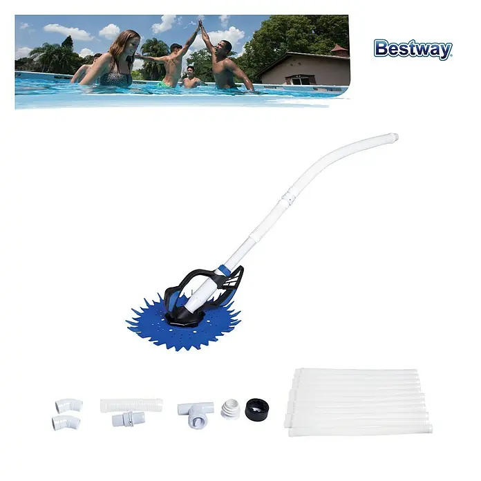 Bestway Usisivač za bazen Flowclear Aquadip - Plavo-bijele boje - Dijagonalni pogled