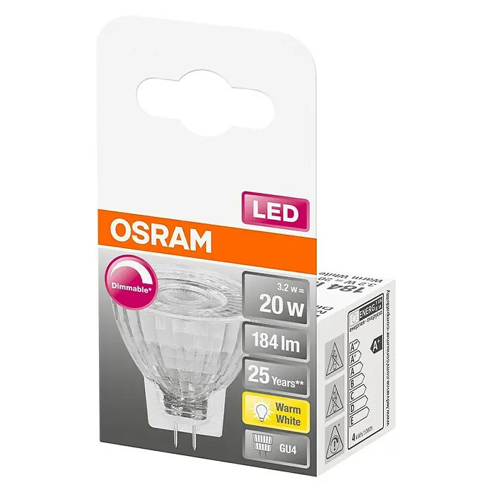 Osram Bombilla reflectora LED Superstar MR11 - 3,1 W, Ángulo focal: 30 °, Blanco cálido - Vista angular