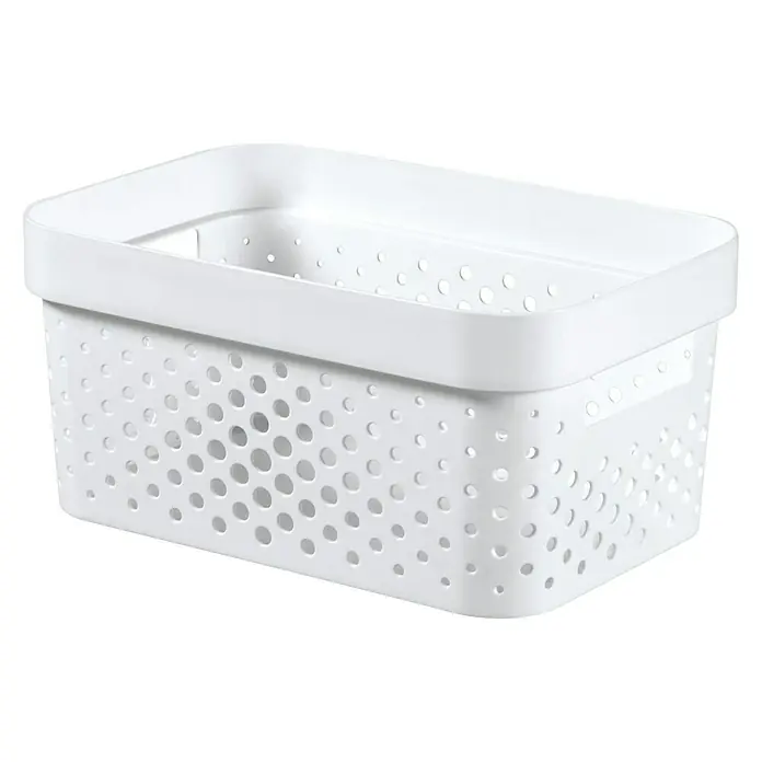 Curver Aufbewahrungsbox Infinity - L x B x H: 26 x 17,5 x 12,3 cm, Kunststoff, Weiß - Diagonale Ansicht